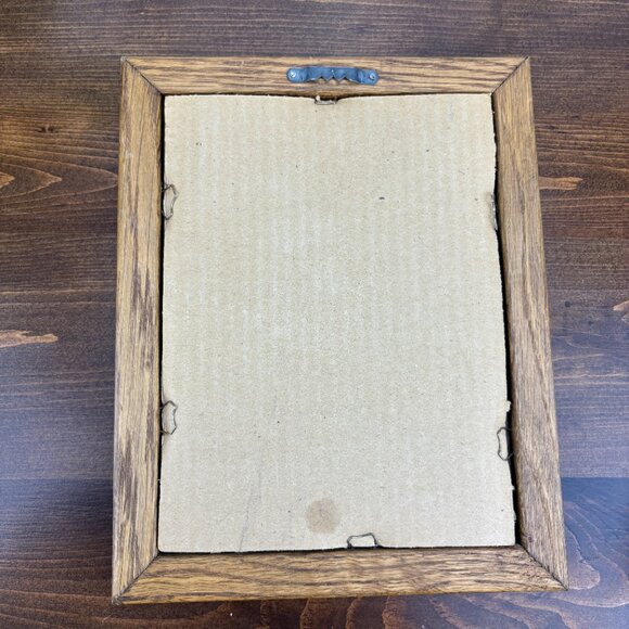 Vintage Framed Cross Stitch Country House or Red Barn in Solid Oak Wood Frame - Picture 6 of 12